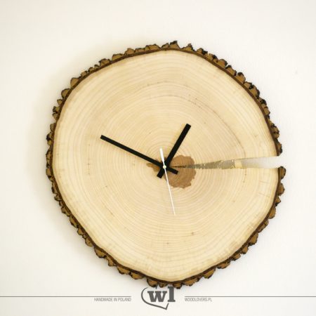 Plasterclock - wooden slice clock 42cm SILENT